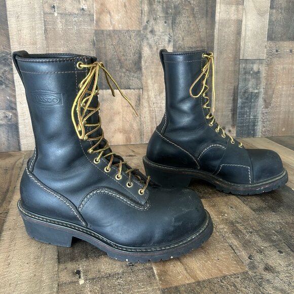 Wesco Logger Steel Toe Black Lace Up Work Boots Mens 11 D - Picture 11 of 12